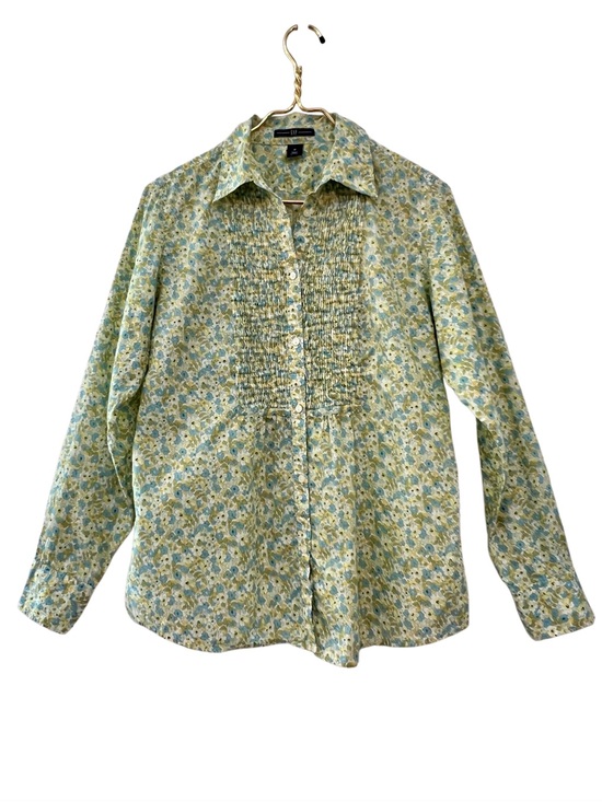 GAP Tops - GAP Ditsy Floral Cotton Pintuck Button Down Shirt Size M